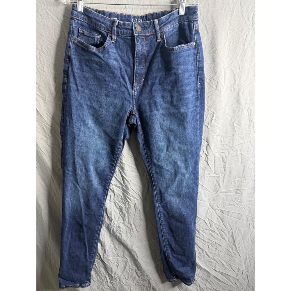 a.n.a Womens High-Rise Curvy Skinny Jeans Blue Dark Wash Size 12